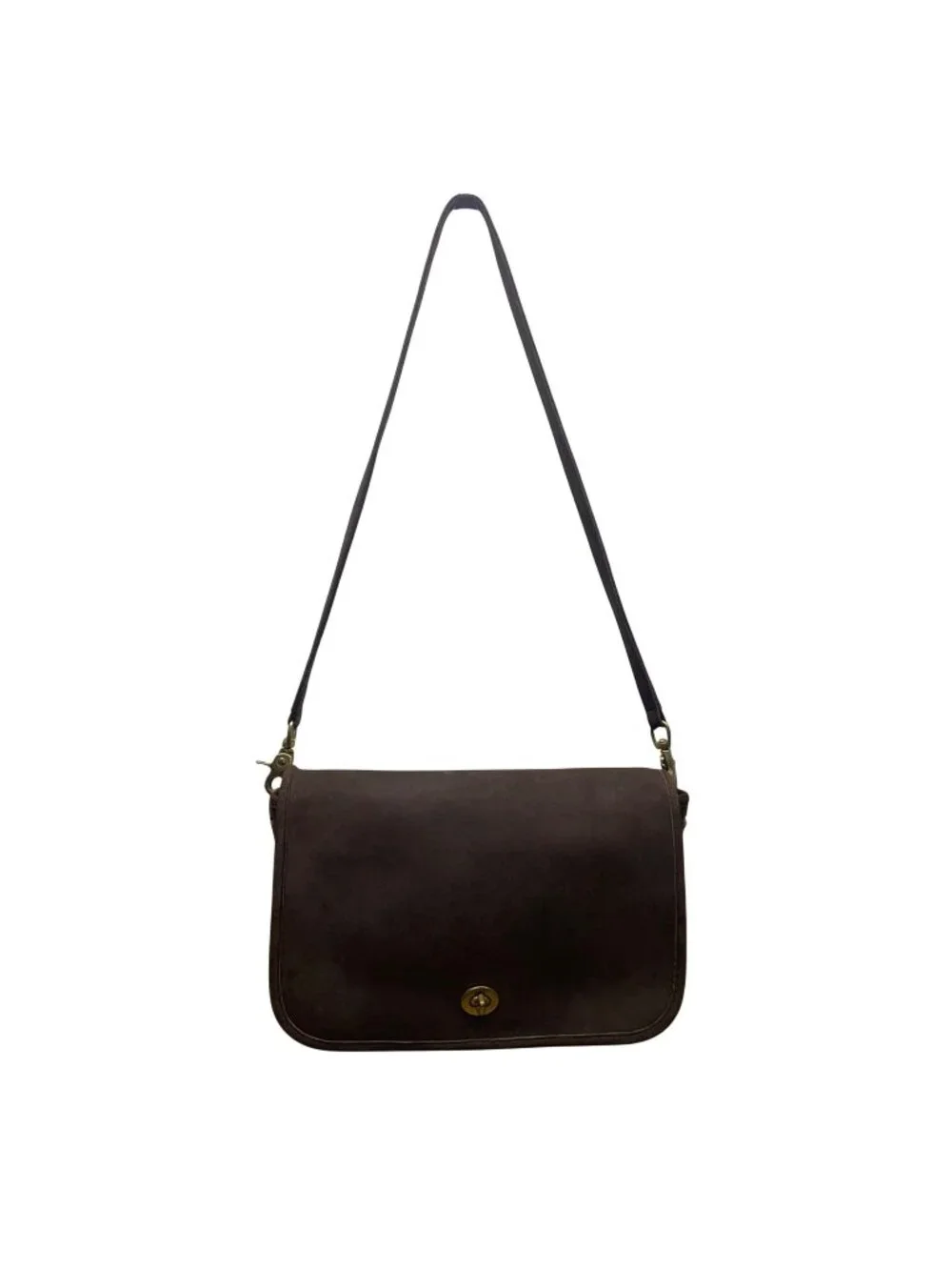 Vintage Coach Women’s Brown Leather With Twist Lock Closure Shoulder Bag